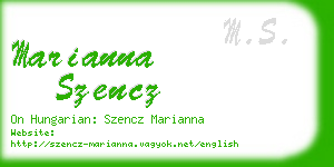 marianna szencz business card